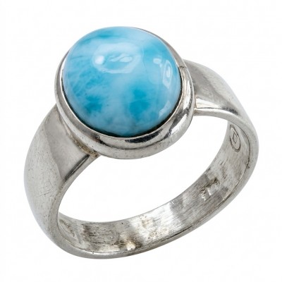 7.9 carat Blue Perfection natural Larimar .925 Sterling Silver handmade ring size 7 1/4