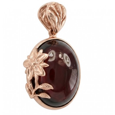Marvelous Natural 14.8 carat Mozambique Garnet 18K Rose Gold over .925 Sterling Silver Handcrafted pendant