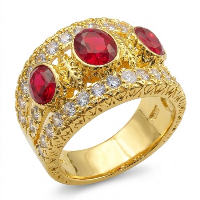 Born to Glam authentic 10.2 carat Ruby 14K Gold over .925 Silver handcrafted Ring s. 7