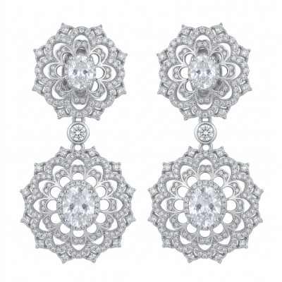 Elizabeth Natural 8.2 carat White Topaz .925 Sterling Silver handcrafted earrings