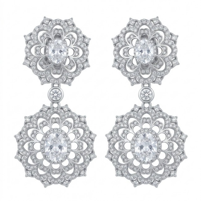 Elizabeth Natural 8.2 carat White Topaz .925 Sterling Silver handcrafted earrings