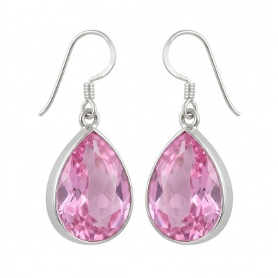 Sweet Memories 22.8 carat Pink Topaz rhodium over .925 Sterling Silver handcrafted Statement Earrings