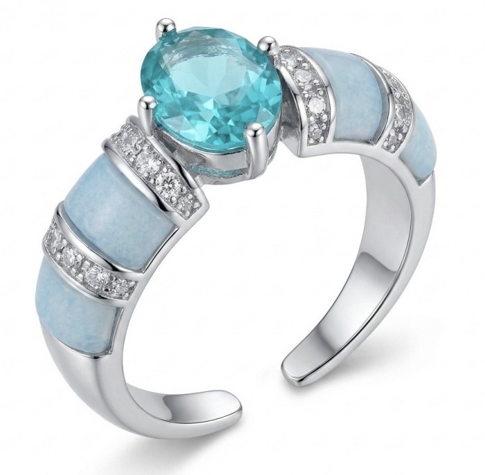 Wonderland 3.1 carat Paraiba Tourmaline .925 Sterling Silver Handcrafted Ring size 7 1/4