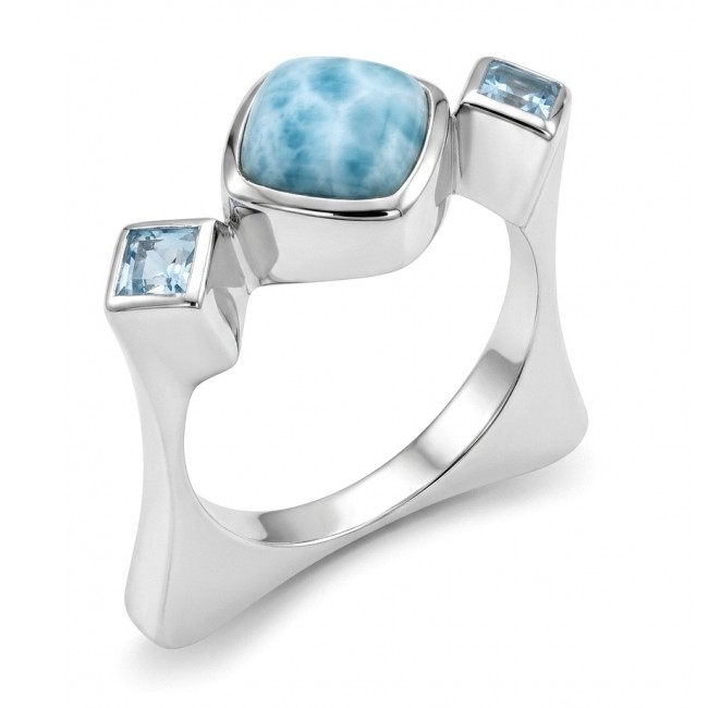 Caribbean Beauty 4.5 carat Genuine Blue Larimar .925 Sterling Silver handmade ring size 8 1/4