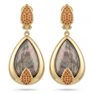 Blue Genuine Rainbow Abalone 18K Gold over .925 Sterling Silver handcrafted Statement Earrings