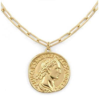 Ave Caesar - Vintage Style Coin .925 Sterling silver and plated with 14K Gold handcrafted necklace