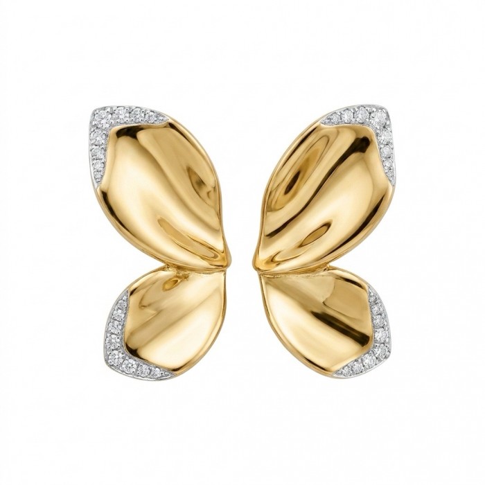 Lotus White Topaz highly polished 18K Gold over .925 Sterling Silver Italy made Earrings