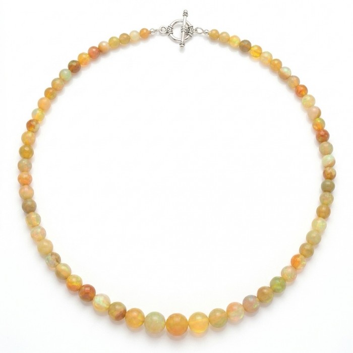 Real Masterpiece Natural Ethiopian Opal .925 Sterling Silver Necklace