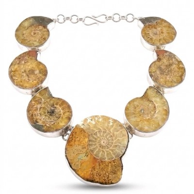 Large 155.2g Aura Of Beauty genuine Ammonite from dinosaurs Era .925 Sterling Silver handcrafted Necklace