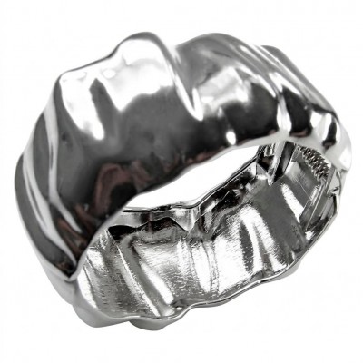 Precious Natural Silver Waves Women Hinge Bangle bracelet