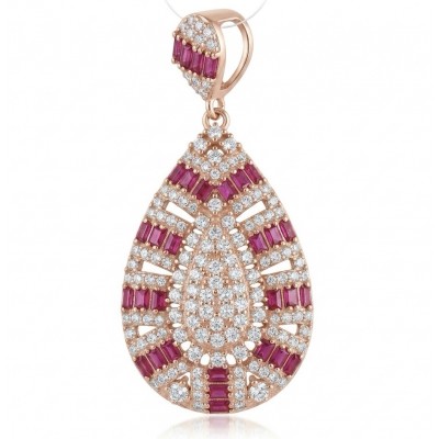 Antonia - Art deco 8.5 carat Ruby .925 Sterling Silver dipped in 18K Rose Gold handcrafted incredible Pendant
