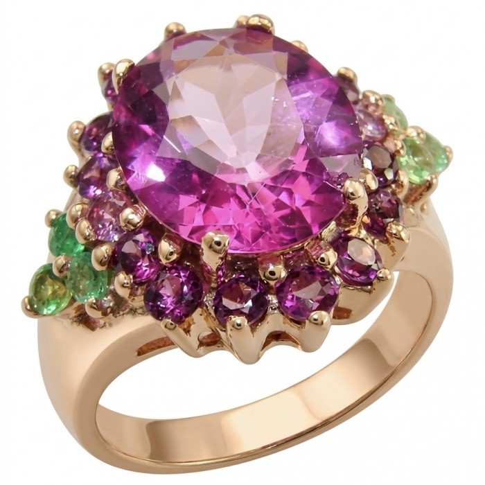 Elizabeth - Natural 10.8 carat pear cut Pink Sapphire .925 Sterling Silver dipped in 22K Rose Gold handmade Statement Ring size 6
