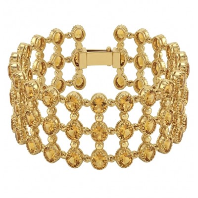 Enchanted Beauty 39.5 carat authentic Brazilian Citrine 18K Gold over .925 Sterling Silver handcrafted Bracelet