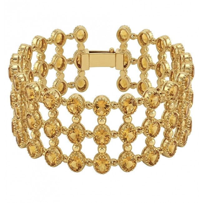 Enchanted Beauty 39.5 carat authentic Brazilian Citrine 18K Gold over .925 Sterling Silver handcrafted Bracelet