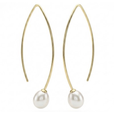 Summer Time Pearl 14K Gold over .925 Sterling Silver handcrafted long Earrings