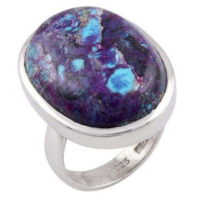 Purple Turquoise .925 Sterling Silver handcrafted ring; s. 7