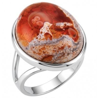 Queen of Fire best quality 22.4 carat Mexican Opal RHODIUM over .925 Sterling Silver handmade ring 5