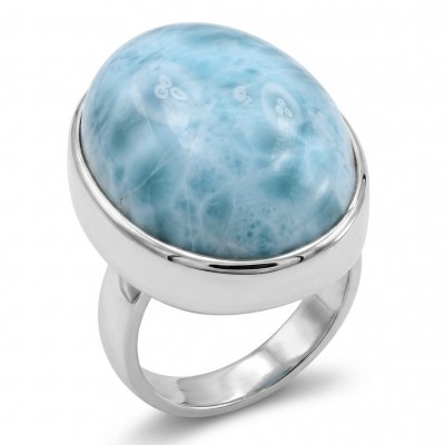 26.8 carat Blue Perfection natural Larimar .925 Sterling Silver handmade Large ring size 8 adjustable
