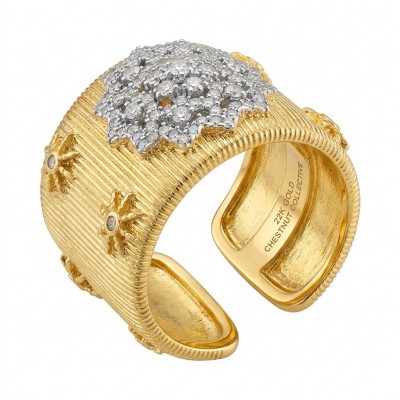 Dolce Vita - Precious Natural 9.5 carat White Topaz 2 tones .925 Sterling Silver handcrafted Ring size 7