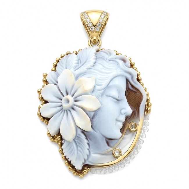 Mother Nature Exquisite vintage style Cameo 18k Gold over .925 Sterling Silver handcrafted Made in Italy Statement pendant