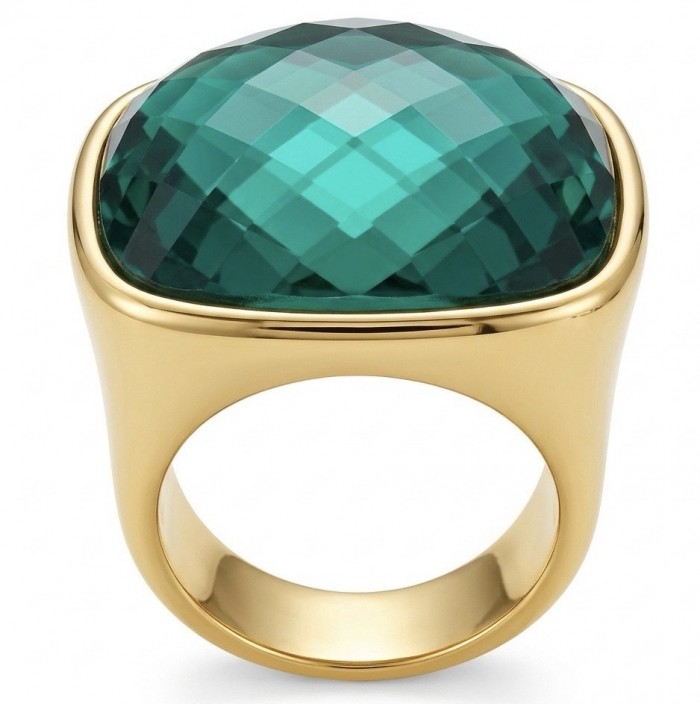 Wild Passion - 38.8 carat Green Topaz Solid Statement golden Ring size 8 1/2