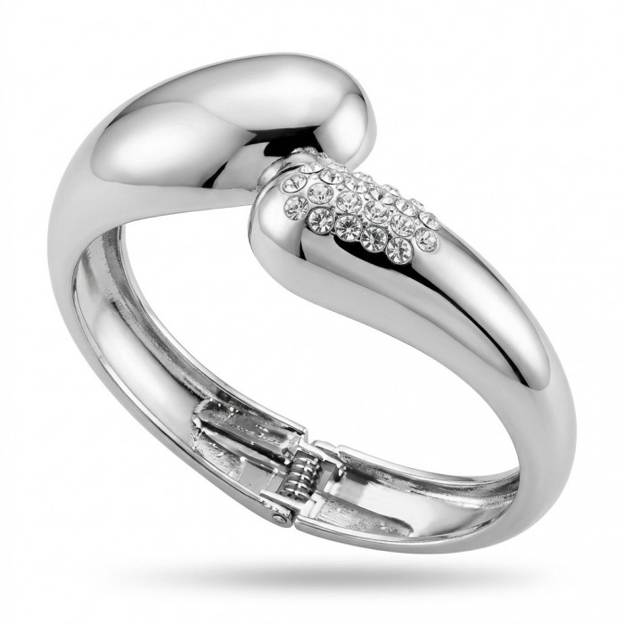 Precious pave White Topaz silver Women bracelet