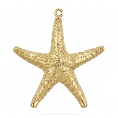 Stylish REAL Starfish Coved with Sterling Silver and 14K & .925 Sterling Silver Pendant