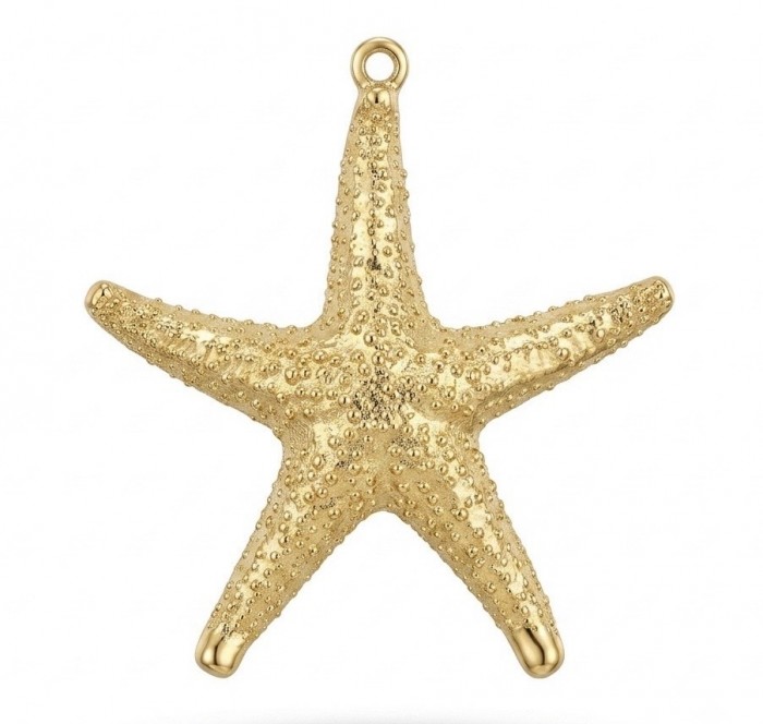 Stylish REAL Starfish Coved with Sterling Silver and 14K & .925 Sterling Silver Pendant