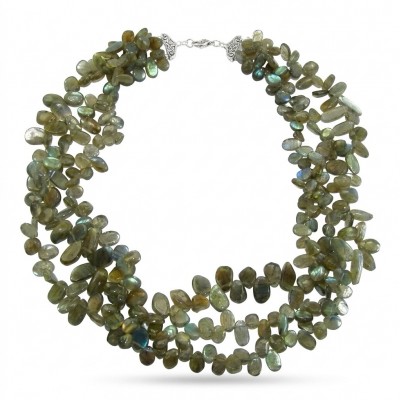 Blue Cascade Genuine Labradorite .925 Sterling Silver handcrafted Necklace