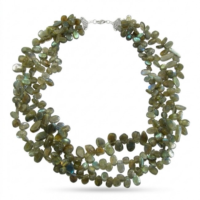 Blue Cascade Genuine Labradorite .925 Sterling Silver handcrafted Necklace