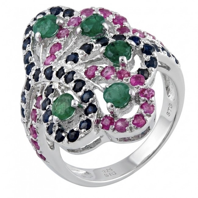 Exotic Beauty Authentic 8.2 carat Colombian Emerald .925 Sterling Silver handcrafted Ring size 7 1/4