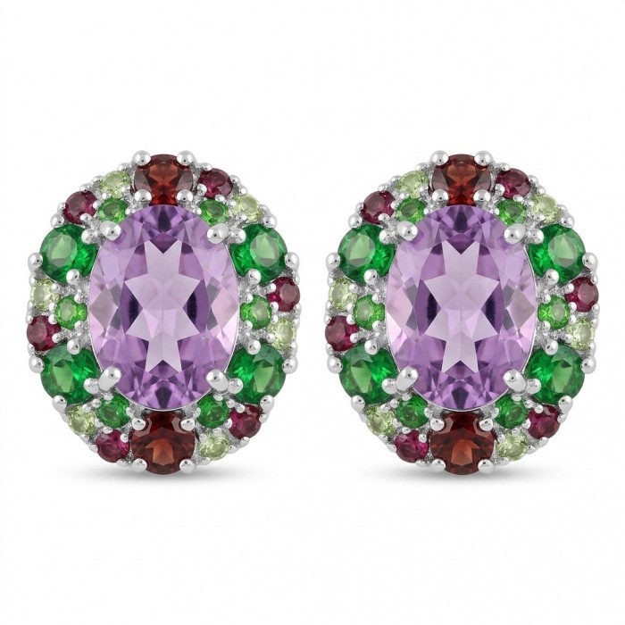 Lavender Beauty authentic 12.2 carat Amethyst .925 Sterling Silver dipped in rhodium handcrafted earrings