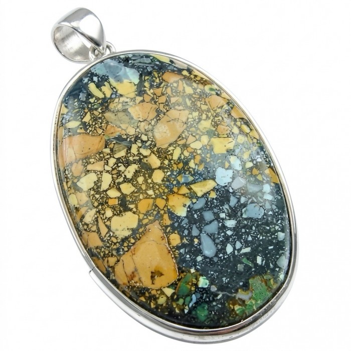 Rare - Great quality Maligano Jasper .925 Sterling Silver handmade Pendant