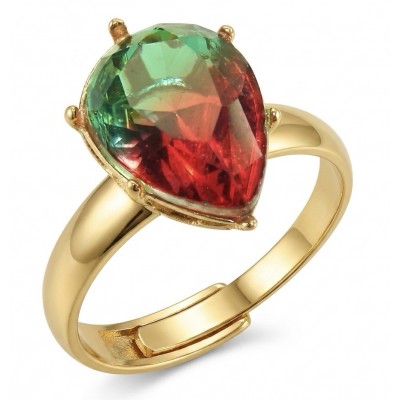 8.8 carat Brazilian Tourmaline .925 Sterling Silver dipped in 18K Gold Perfectly handcrafted Ring s. 8 adjustable