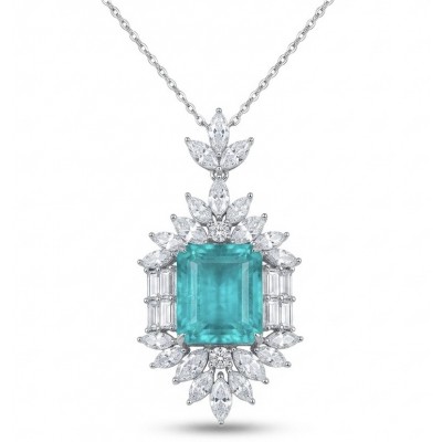 Freedom- Natural 18.5 carat Emerald Moissanite .925 Sterling Silver handcrafted Necklace