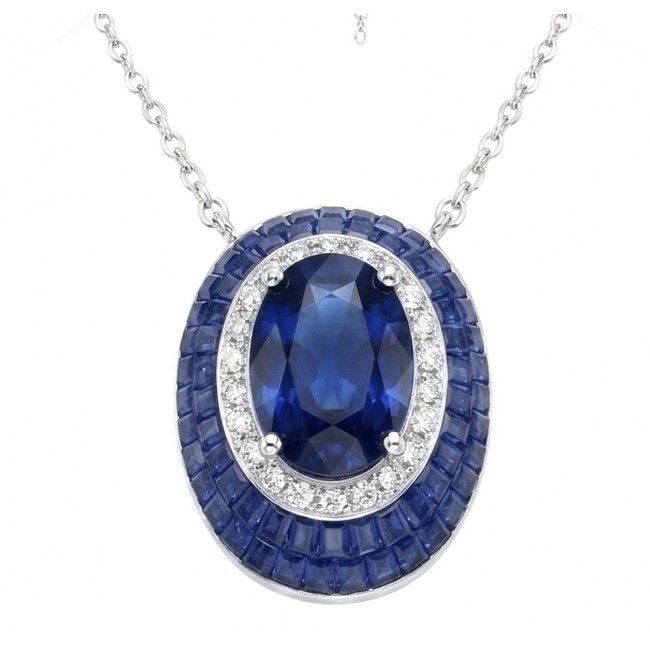 Born to Glam 12.2 carat Sapphire .925 Sterling Silver .925 Sterling Silver Statement Necklace