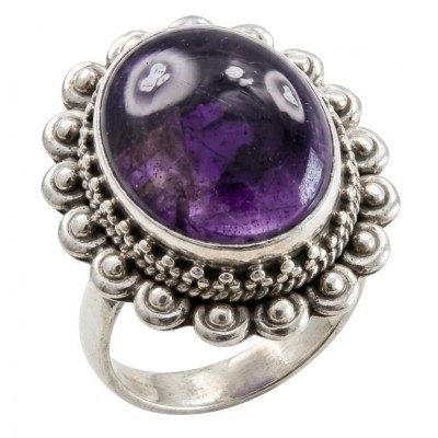 15.5 carat Amethyst .925 Sterling Silver Handcrafted Ring size 7 1/4
