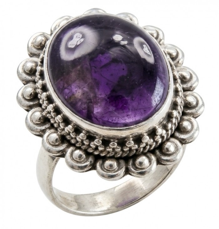 15.5 carat Amethyst .925 Sterling Silver Handcrafted Ring size 7 1/4