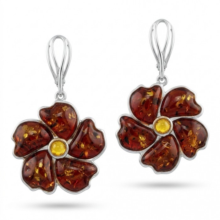 Serenity - Authentic Baltic Amber .925 Sterling Silver handcrafted earrings