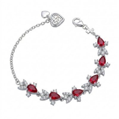 Crimson Fire 5.2 carat Ruby .925 Sterling Silver .925 Sterling Silver Statement Bracelet