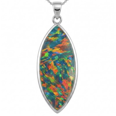 Kaleidopscop 21.5 carat Australian Doublet Opal .925 Sterling Silver handcrafted pendant