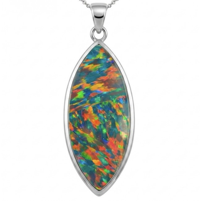 Kaleidopscop 21.5 carat Australian Doublet Opal .925 Sterling Silver handcrafted pendant