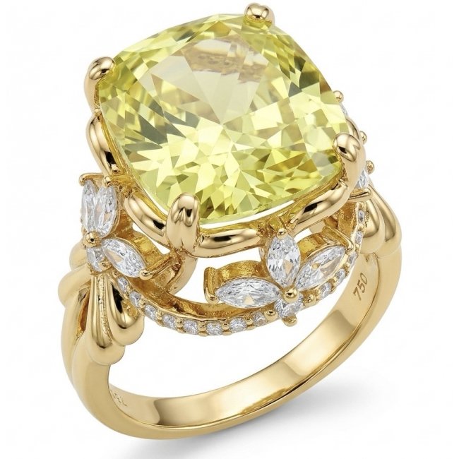 Authentic princess cut 18.8 carat yellow Sapphire 22K Gold over .925 Sterling Silver handmade Ring s. 7 - video