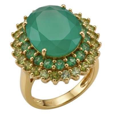 Elizabeth oval cut 14.4 carat Colombian Emerald 8.2 carat Peridot .925 Sterling Silver dipped in 22K Rose Gold handcrafted Ring size 6 3/4