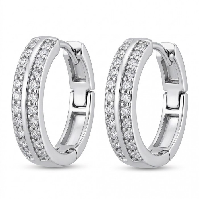 Allure Natural 2.2 carat White Topaz .925 Sterling Silver handcrafted hoop earrings