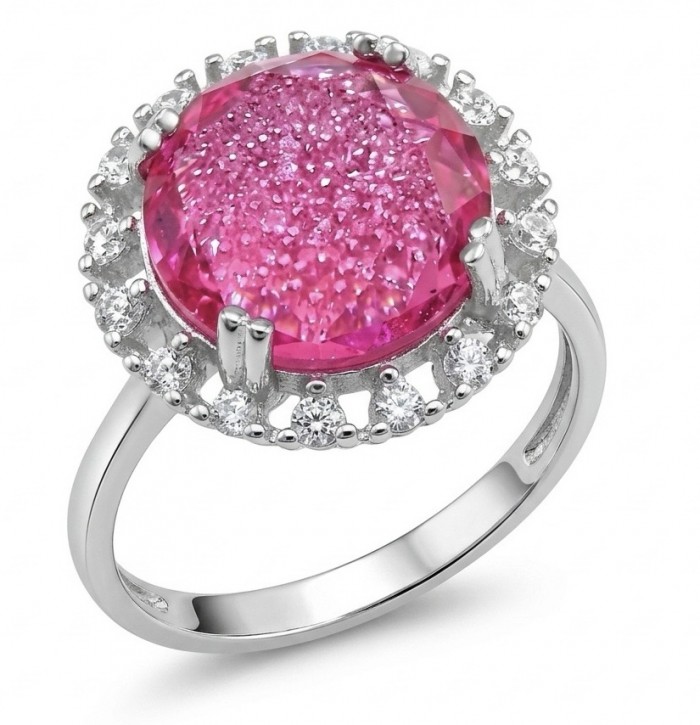 Emily 6.8 carat Brazilian Pink Tourmaline .925 Sterling Silver Handcrafted Statement Ring size 7