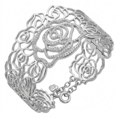 Dolce Vita - Precious Natural 12.5 carat White Topaz rhodium over .925 Sterling Silver handcrafted bracelet