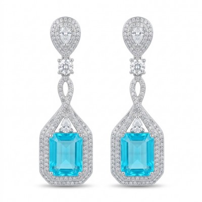 Bellissima Incredible 12.5 carat Paraiba Tourmaline .925 Sterling Silver entirely handmade earrings