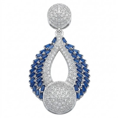 Heirloom Genuine 8.5 carat Sapphire .925 Sterling Silver dipped in rhodium handmade Pendant