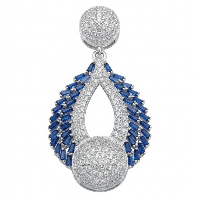 Heirloom Genuine 8.5 carat Sapphire .925 Sterling Silver dipped in rhodium handmade Pendant
